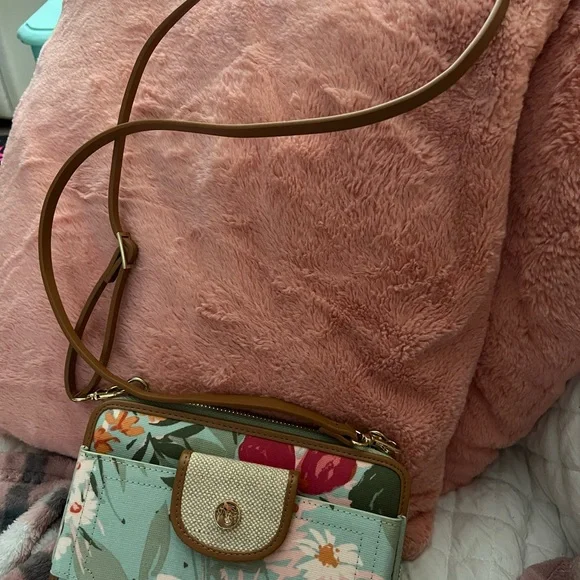 Spartina 449 Floral Crossbody Bag - Blue and Brown - Picture 2 of 4